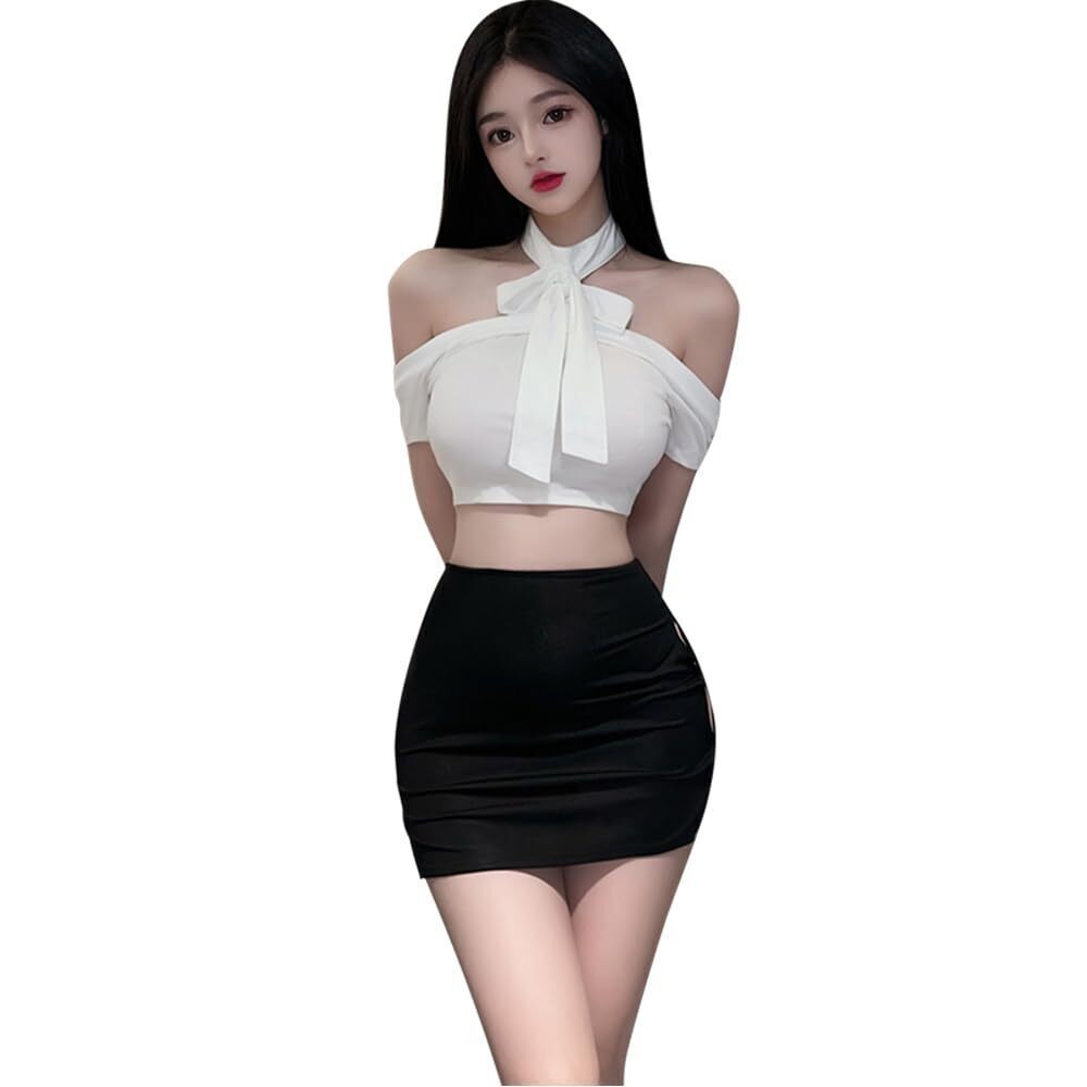 8892 sexy cosplay secretary outfit nightclub club hollow out slit hip
